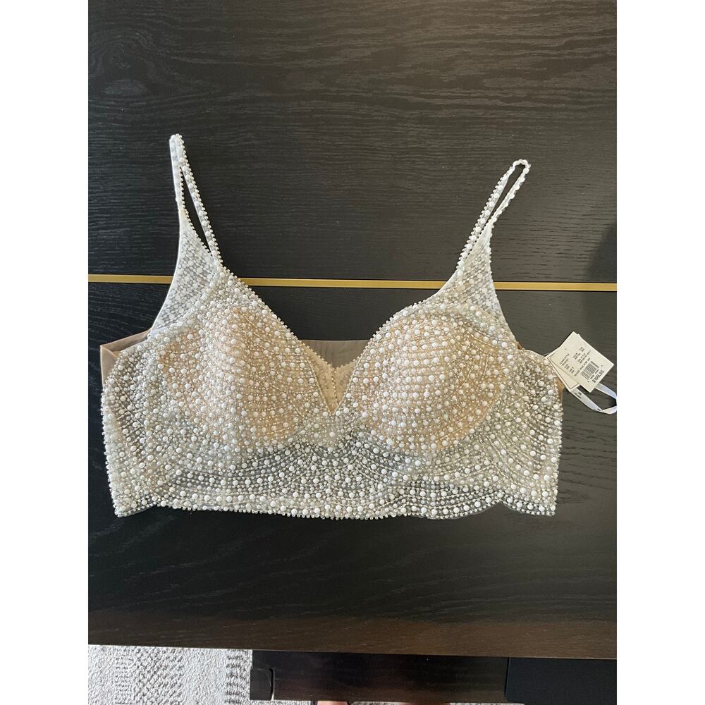David's Bridal Embellished Spaghetti Strap Wedding Top 28W